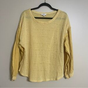 Umgee mixed media butter yellow‎ long sleeve size medium